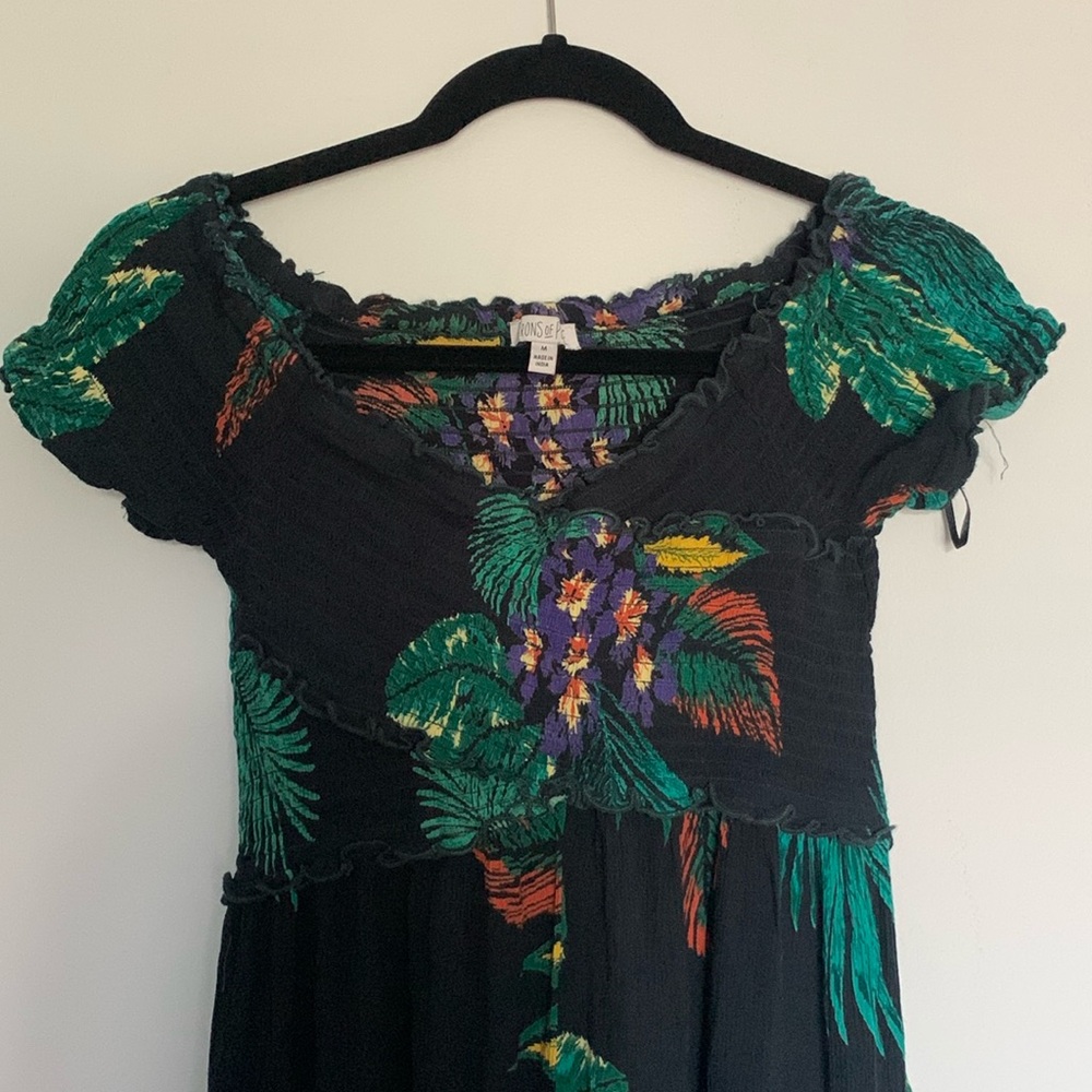 Navy Tropical Print Ruched Jumpsuit 🌴